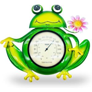 Decorative Frog Wall Thermometer - Waterproof Indoor/Outdoor Temperature Gauge for Patio, Garden, Porch, Easy to Read, No Battery Needed