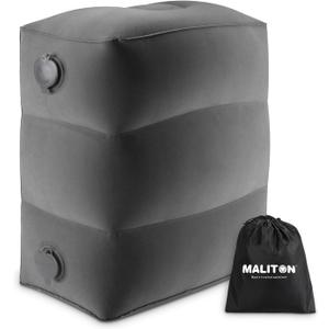 Maliton Inflatable Travel Foot Rest Pillow, Airplane Bed for Kids, Car Foot Leg Rest Pillow, Adjustable Height for Airplane, Car, Train, Home, Office(Dark Grey, 1 Pack)