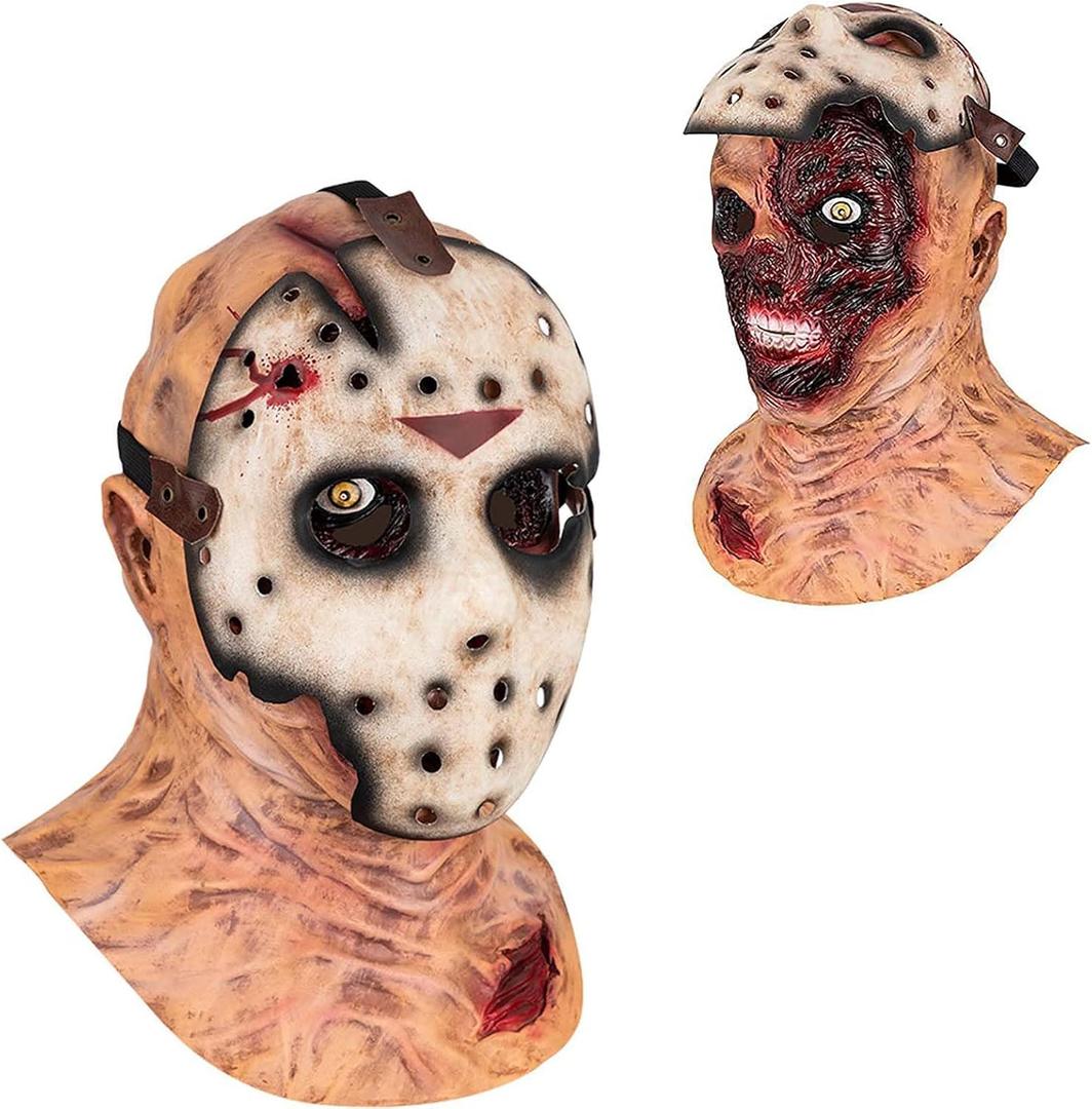 Bulex Scary Jas Mask Killer Zombie voorh Hockey Full Face Realistic Double Layer Mask Latex Halloween Costumes Cosplay