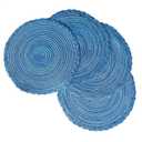 15 inch Round Woven Table placemats Set of 4 Spiral-Shaped Textured Braided Edge for Family Dining Table Restaurant Bars Parties Weddings and More. (4, Navy Blue)