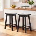 PayLessHere Bar Stools Set of 2, Wooden Saddle Stools 24 Inch Heigh, Bar Chairs Seat with Footrests and Industrial, Kitchen Counter Stools for Restaurant, Bistro Bar and Home Dining