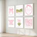 Set of 6 Trendy Pink Christian Canvas Wall Art Bible Verses Preppy Posters Coquette Pink Bow Biblical Painting Pictures Religious Scripture Prints for Girls Room Dorm Apartment Living Room Bedrom