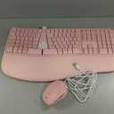 MEETION Ergonomic Keyboard and Mouse Combo, 2.4G Cordless Split Keyboard with Cushioned Palm Rest, Vertical Wireless Mouse, Natural Typing Full Size Keyboard, for Windows/Mac Pink
