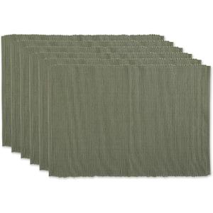 DII Basic Everyday Ribbed Tabletop 100% Cotton, Placemat Set, 13x19, Artichoke, 6 Piece