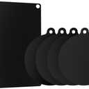 5-Piece Heat-Resistant Silicone Fiberglass Induction Cooktop Mat Set, Non-Slip Stove Protector Cover for Kitchen Countertops, Round & Rectangular (Black, 0.7mm Thick)