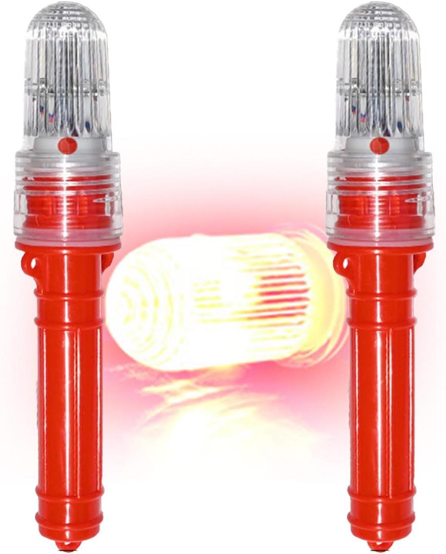 2 PCS Boat Flares Boat Flares Coast Guard Approved Marine Intelligent Light Control for Fishing Nets, Buoys, Boats Marine Flares Waterproof Boat Safety Kit Emergency (red, 2pcs)