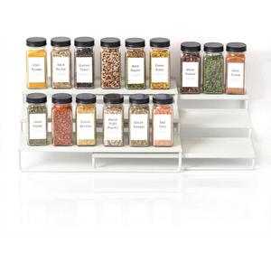 LIBKEN Tiered Spice Rack Organizer Warm Gray Metal Countertop & Cabinet Spice Stand, Strong & Sturdy 3-Tier Shelf for Kitchen, Pantry, Seasoning Bottles Minimal Scandinavian Design