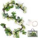 6ft Spring Garland Decorations, 2-in-1 SpringGarland-to-Wreath for Mantel, Fireplace with 18 Pastel Eggs, LED Lights and Storage Bag, Spring Decor for Front Door, Window, Table, Entryway