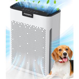 Air Purifiers for Home Large Room 2200 Ft with Washable Filters, MOOKA HEPA Filter Pet Air Purifier for Bedroom with Fragrance, Air Cleaner for Smoke Dust Pollen Pets Hair Odor, KJ190L White
