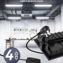 4 Pack Linkable LED Shop Light (Built-in Outlet) - 100W 15000LM Aluminum Plug in Garage Light w/ 9.84 ft Power Cord and On/Off Switch, 6000K Shop Lights for Garage, Workshop