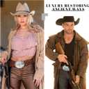 Xuniea Western Belt for Men Longhorn Cowboy Leather Buckle Belt Floral Engraved (39 Inch, Camel Color)