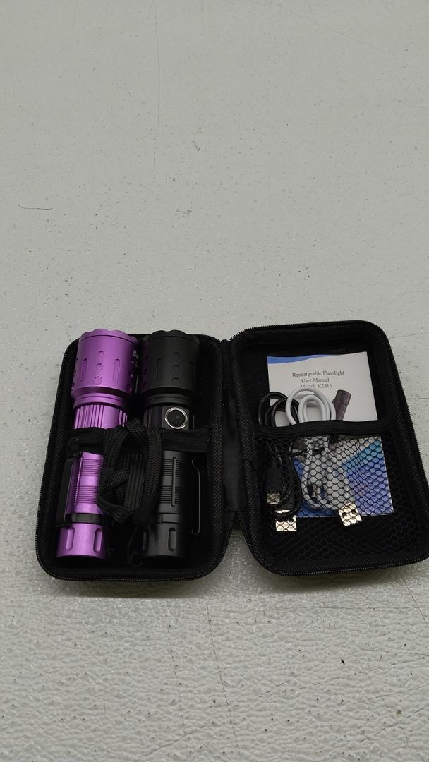 Flashlights High Lumens Rechargeable, Super Bright Long Range Small Powerful Flashlight, 6 Modes LED Tactical Pocket Waterproof Flash Light for Home Emergency (2, Purple and Black)