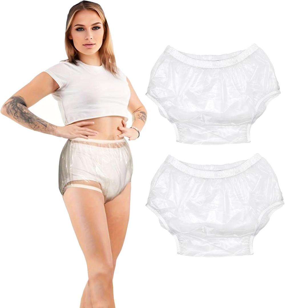 Cloth Diaper Covers for Adult,Adult Leakproof Underwear for Incontinence,Washable Reusable Plastic Diaper Cover, 2Pcs Clear Low Noise Plastic Pants (3X-Large (2 Pcs)) (XXXL)