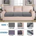 H.VERSAILTEX Super Stretch Individual Seat Cushion Covers Sofa Covers Couch Cushion Cover Slipcover Sets Thick Jacquard Textured Twill Fabric (3 Piece Sofa Cushion Covers, Grey)