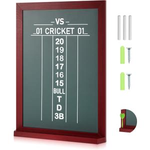 Dart Scoreboard for Cricket and 01 Darts Games Darts Holder Wall Mount Wood Dartboard Accessories (Walnut Wood Trim)