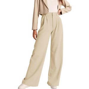NIMIN High Waisted Work Pants for Women Business Casual Outfits 2025 Office Dress Pants Trousers with Pockets (Medium Short, Apricot)