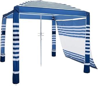 Beach Cabana, 8 x 8 ft Large Pop Up Beach Canopy Tent for 6-8 People, UPF 50+ Beach Tent Sun Shelter with Sidewall, Wind Resistant Beach Shade, Reinforced Frame, Portable with Carry Bag