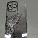 Ownest Compatible for iPhone 14 Pro Case with Luxury Glitter Cute Butterfly Plating Design Aesthetic Women Teen Girls Phone Cases Camera Protection Shockproof Cover-Blue