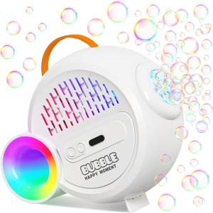 Bubble Machine for Kids Toddlers,Automatic Bubble Maker with RGB Light,Rechargeable Type-C Charge Bubble Blower,Bubble Toy for 3 4 5 6 7 Year Old Boy Girl,Outdoor Party Wedding Birthday Gifts (White)