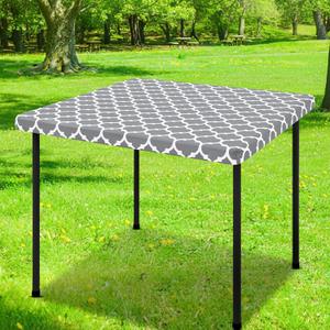 Smiry Square Picnic Table Cover, Waterproof Elastic Fitted Camping Tablecloths, Wipeable Flannel Backed Vinyl Tablecloth Protector for Indoor, Outdoor (Grey, 36x36 Inches)