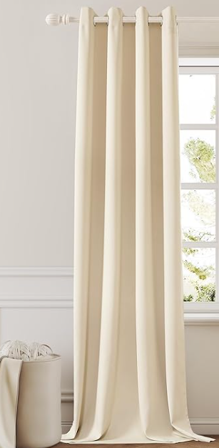 Blackout Curtains Room Darkening Thermal Insulated Drapes Solid Window Treatment Set Grommet Top Light Blocking Curtain for Living Room Bedroom (1 Panel, W52 x L108 Inch, Beige Cream)