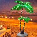 Artificial Lighted Palm Tree, Palm Trees for Outside Patio for Home Decor Outdoor, Christmas, Hawaiian, Jungle, Home Party, Pool, Beach, Patio Decor (5FT, 2-Trunk)