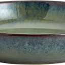 Transmutation Glaze Serving Pasta Bowl,10 inch Ceramic Wide Salad Bowls,50 Ounce Large Big Fruit Bowl for Kitchen, Microwave Oven Dishwasher Safe (Green)