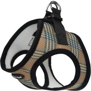 Bark Appeal Tan Plaid Step-in Dog Harness for Small to Medium Sized Pets Updated Sizing, Re-Measuring is Essential Soft Vest Harness Anti-Choke with Adjustable Strap & Heavy Duty Clip Medium 