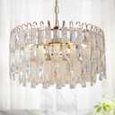 20" Modern Gold K9 Crystal Chandelier 9-Light 4 Tiers Crystal Lighting Fixture Luxury for Living Room Dining Room Bedroom Kitchen Foyer Entryway, E12