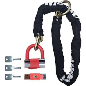 Heavy Duty Motorcycle Chain Lock, 5ft 10mm Thick Cut Resistant Security Chain with 16mm U-Lock & 3 Keys, Anti Theft Bike Lock for Motorcycles, Bicycles, Generators, Gates (5FT)