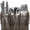 Sorbus Utensil Caddy Silverware, Napkin Holder, and Condiment Organizer Multi-Purpose Steel Mesh CaddyIdeal for Kitchen, Dining, Entertaining, Tailgating, Picnics, and much more (Bronze)