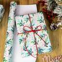 Retrify White Wrapping Paper Roll - Cute Red Berry and Green Leaves Mini Roll Foil Gift Wrap Paper for Christmas Holiday Festive Decoration - 17 Inches x 32.8 Feet