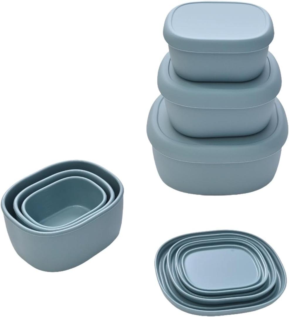 3Pcs/Set Nesting Silicone Food Storage Containers with Lids,BPA Free Reusable Bento Box Set(6.7oz,10 oz,20oz) Microwave, Dishwasher & Freezer Safe