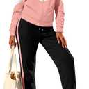 Women's 2 Piece Set Tracksuit Long Sleeve Zip Jacket & Jogger Pants Workout Lounge Casual Outfit Sweatsuits S
