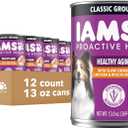 IAMS Proactive Health Senior Wet Dog Food, Classic Ground Dog Wet Food, Slow Cooked Chicken and Rice, 13 oz. Cans (Pack of 12) BBD: 11/01/2027