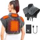 Vofuoti Portable Heating Pad for Neck and Shoulders, Cordless Heating Pad with Battery and 3 Heat Settings, Weighted Electric Heated Neck Shoulder Wrap, 16'' x 22'', 2.2lbs (Gray)