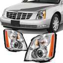 SCITOO Headlight Assembly Fit 2006-2011 for Cadillac DTS Chrome Housing Amber Reflector Pair Headlights GM2502275