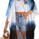 Women's Kimono Swimsuit Coverups Summer Beach Loose Cardigans for Swimwear (Blue, XXL)