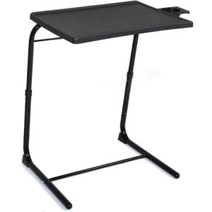 TV Tray Table, Folding Adjustable Tray Tables with Cup Holder for Eating on Couch, Bed & Sofa,TV Dinner Table with 3 Tilt Angles and 6 Height Adjustments