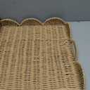 Teenyyou Paper Rope Scalloped Tray 24" L x 18" W x 2.4" H Rectangle Woven Decorative Coffee Table Serving Tray with Handle Ottoman Large Handwoven Basket Home Decor for Kitchen Counter Organizing