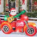 7.0 FT Christmas Inflatable Santa Claus with Motorcycle, Blow up Santa Yard Decoraations, Unique Lighted Xmas Decorations for Indoor Outdoor Yard Garden Lawn Holiday Party Decor