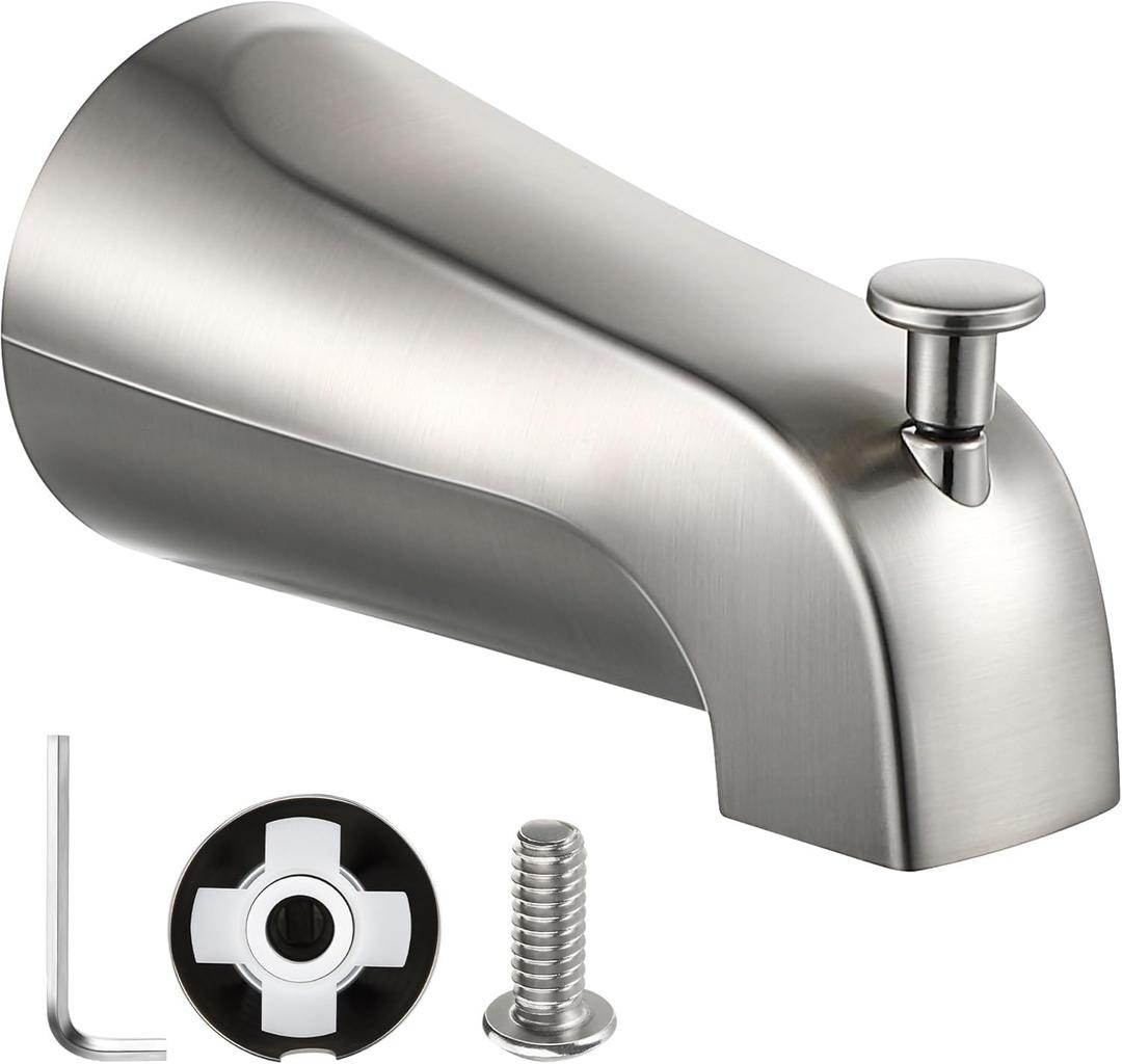 Enhon Slip On Diverter Tub Spout Compatible with Kohler GP85556, Bathroom Shower Bathtub Faucet Spout Replacement Fits 1/2'' Copper Water Tube, 5/32'' Hex Wrench Included (Brushed Nickel Color,1 Pack)