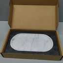 YKAJO Oval Real Marble Tray for Bathroom Kitchen Counter Stone Decorative Vanity Tray for Dresser Perfume Heavy Catchall Organizer for Soap Jewelry (Carrara White, 11.8" x 5.9")