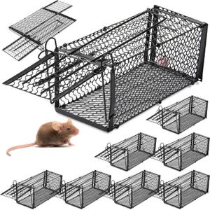 2 Pack Humane Rat Traps, Foldable Live Animal Cage for Mouse Chipmunks and Squirrels, Reusable Wire Mesh Rodent Traps for Catch & Release, Indoor & Outdoor (9.45 x 4.1 x 4.1 Inches,Black)
