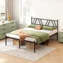 Metal Platform Bed Frame with Headboard, 14 Inches King Bed, No Box Spring Needed, Steel Slat Support, Black, Easy Assembly