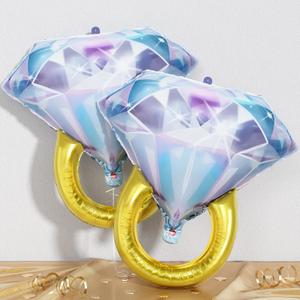3 x Diamond Ring Foil Balloons 2pcs, Mylar Engagement Ring Balloons for Engagement Bachelorette Bridal Shower Wedding Proposal Marriage Anniversary Just Engaged Married Party Marry Me Decorations Supplies, 37/25 inch