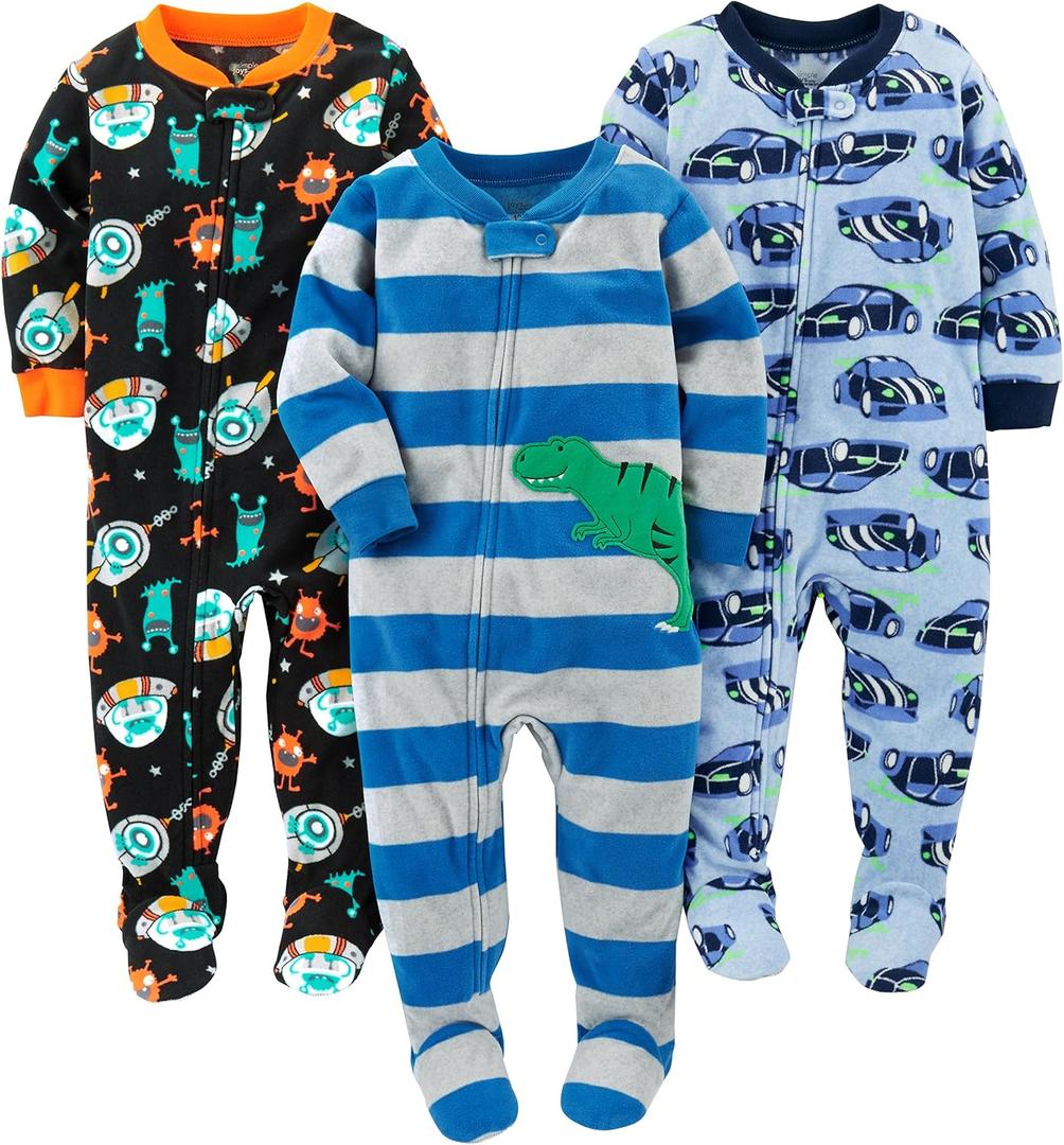Simple Joys by Carter's baby-boys Loose-Fit Flame Resistant Fleece Footed Pajamas, 12 months