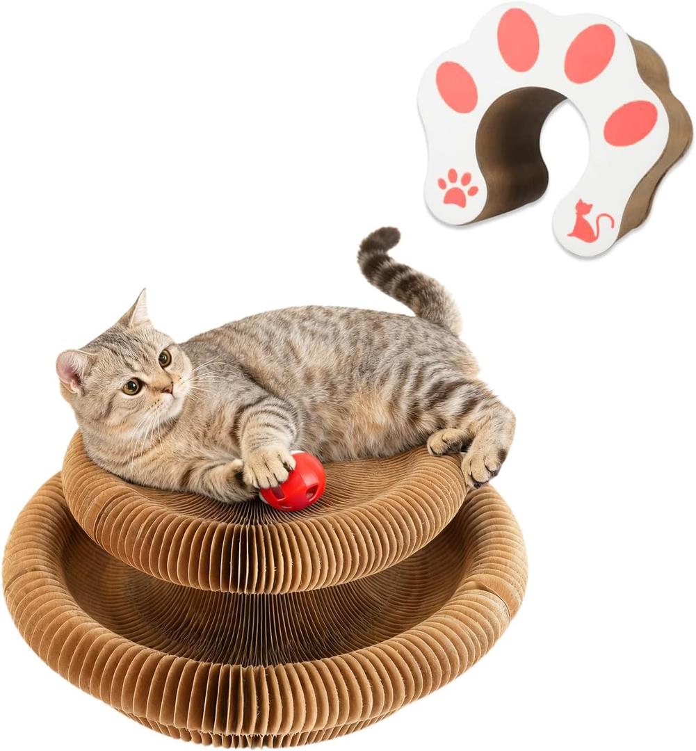 Cat Scratcher Board Toy,Organ Kitty Scratching Board,Reversible Infinity Interactive Cats Cardboard Kitten Scratcher Pads for Indoor Cats,2-in-1 Indoor Cat Scratcher & Toy (Round-1PK)