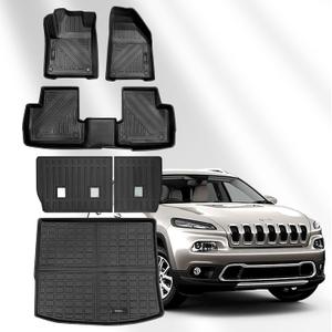 Vanseno Floor mats & Cargo Liners and Backrest Mat Compatible for 2014-2023 Jeep Cherokee (No Latittude) Full Set Mat All Weather Rubber Mats (Rear Trunk Mat+Backrest Mat+Floor Mat) Vanseno Floor mats & Cargo Liners and Backrest Mat Compatible for 2014-2023 Jeep Cherokee (No Latittude) Full Set Mat All Weather Rubber Mats (Rear Trunk Mat+Backrest Mat+Floor Mat)