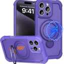 for iPhone 16 Pro Max Case MagSafe,3-in-1 [Magnetic+Kickstand+Ring Holder] [Full Camera Protection] Military Shockproof Protective Phone Case for iPhone 16 Pro Max Kickstand CoverPurple